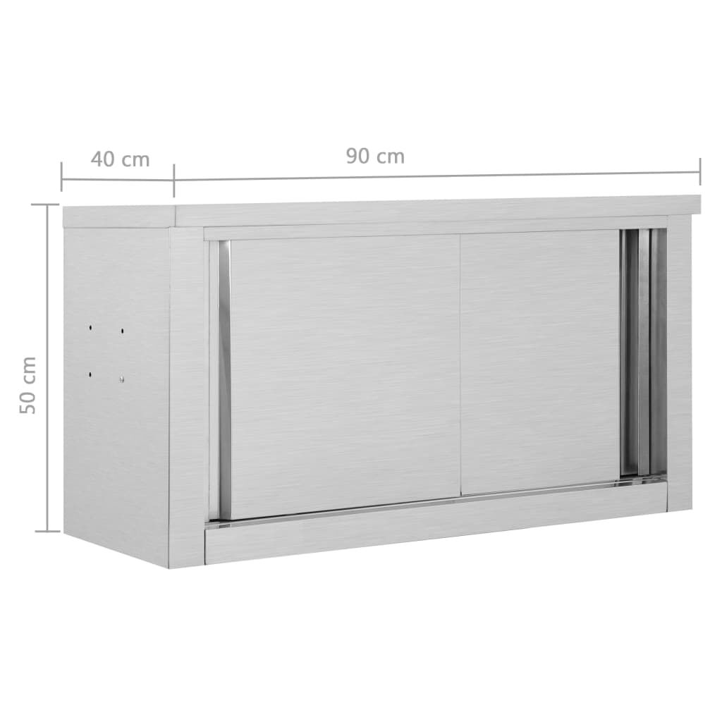 vidaXL Ερμάριο Τοίχου με Συρόμενες Πόρτες 90x40x50 εκ. Ανοξ. Ατσάλι