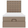 vidaXL Οθωμανικό κρεβάτι με στρώμα & LEDs Cappucino Faux Leather