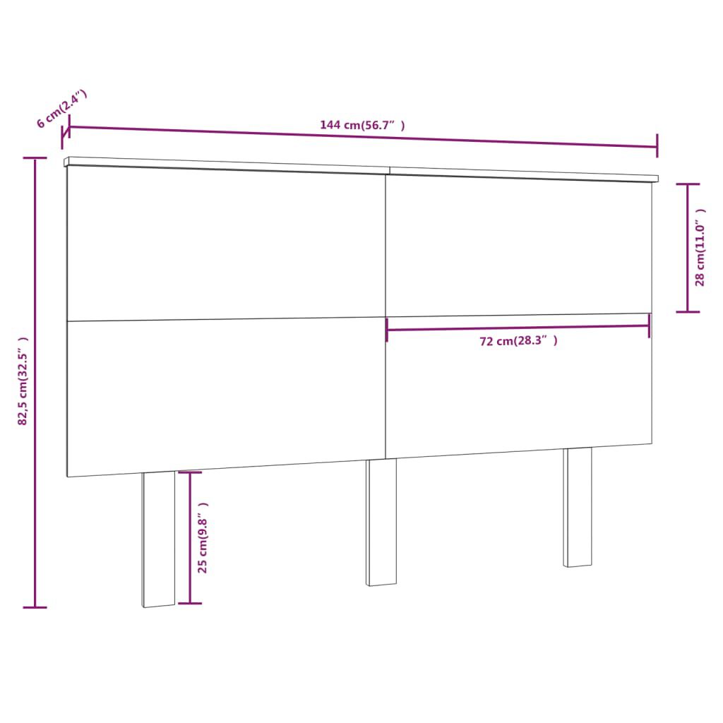 vidaXL Κεφαλάρι Κρεβατιού 144x6x82,5 εκ. από Μασίφ Ξύλο Πεύκου