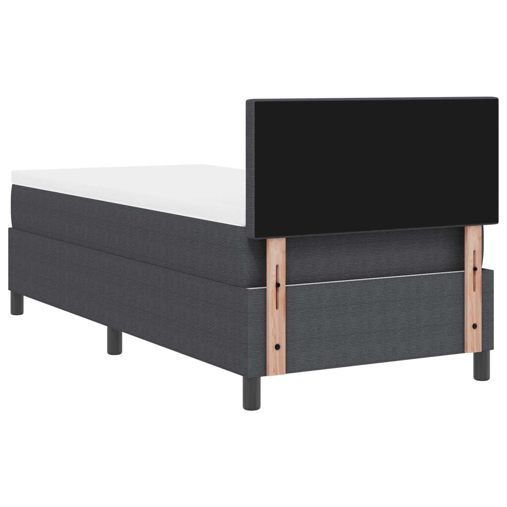 vidaXL Κρεβάτι Box Spring με Στρώμα & LED Σκούρο Γκρι 90x200 εκ Ύφασμα Κορντούρα