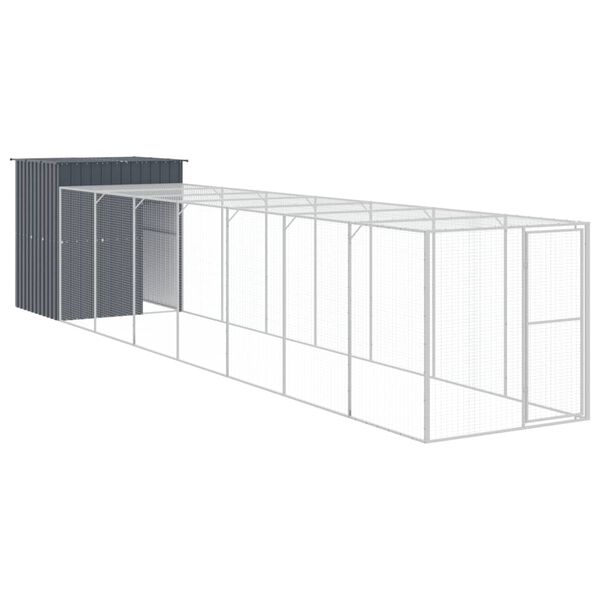 vidaXL Κοτέτσι με Περίβολο Ανθρακί 165x863x181 εκ. Γαλβαν. Χάλυβας