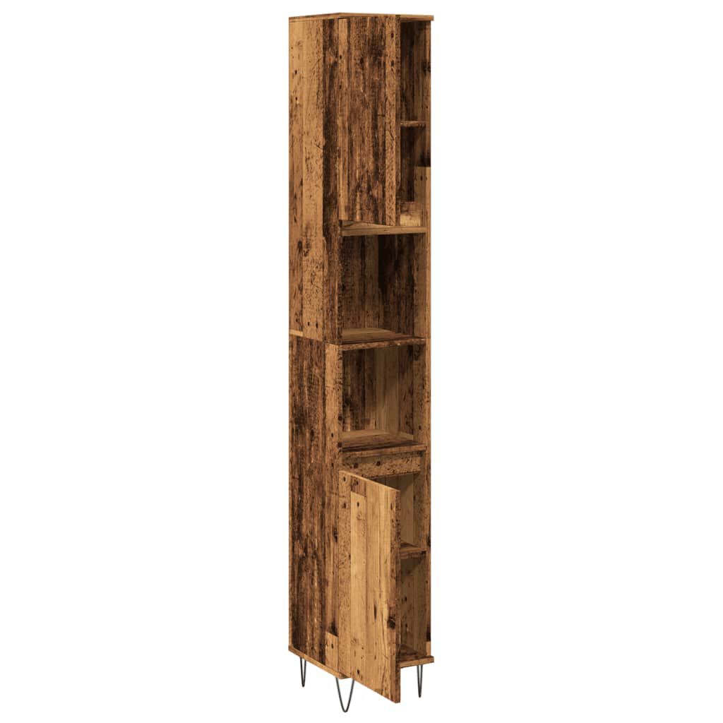 vidaXL Ντουλάπι μπάνιου Παλιό ξύλο 30x30x190 cm Κατασκευασμένο ξύλο