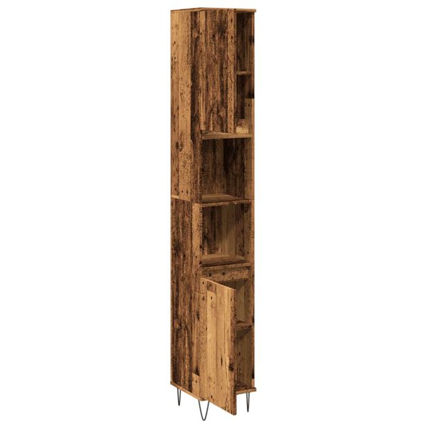 vidaXL Ντουλάπι μπάνιου Παλιό ξύλο 30x30x190 cm Κατασκευασμένο ξύλο