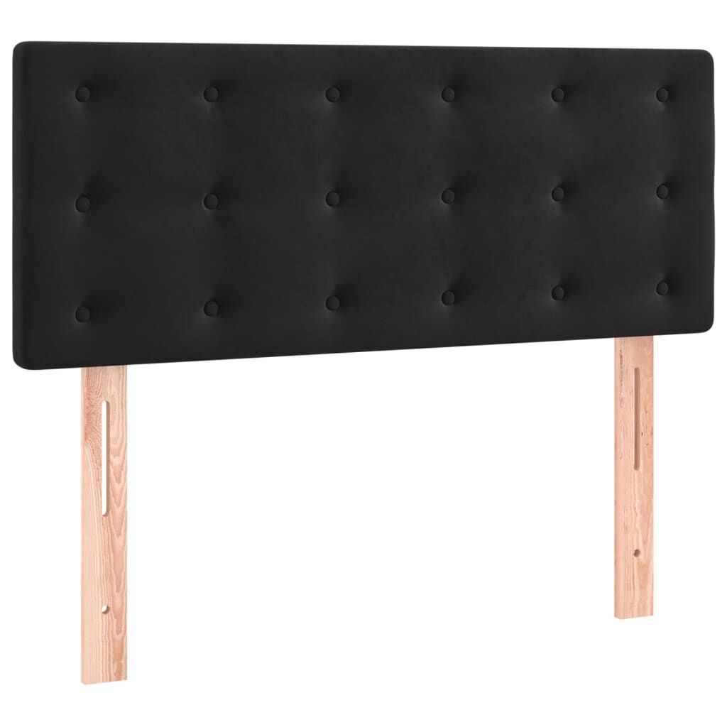vidaXL Κρεβάτι Boxspring με Στρώμα & LED Μαύρο 100x200 εκ. Βελούδινο