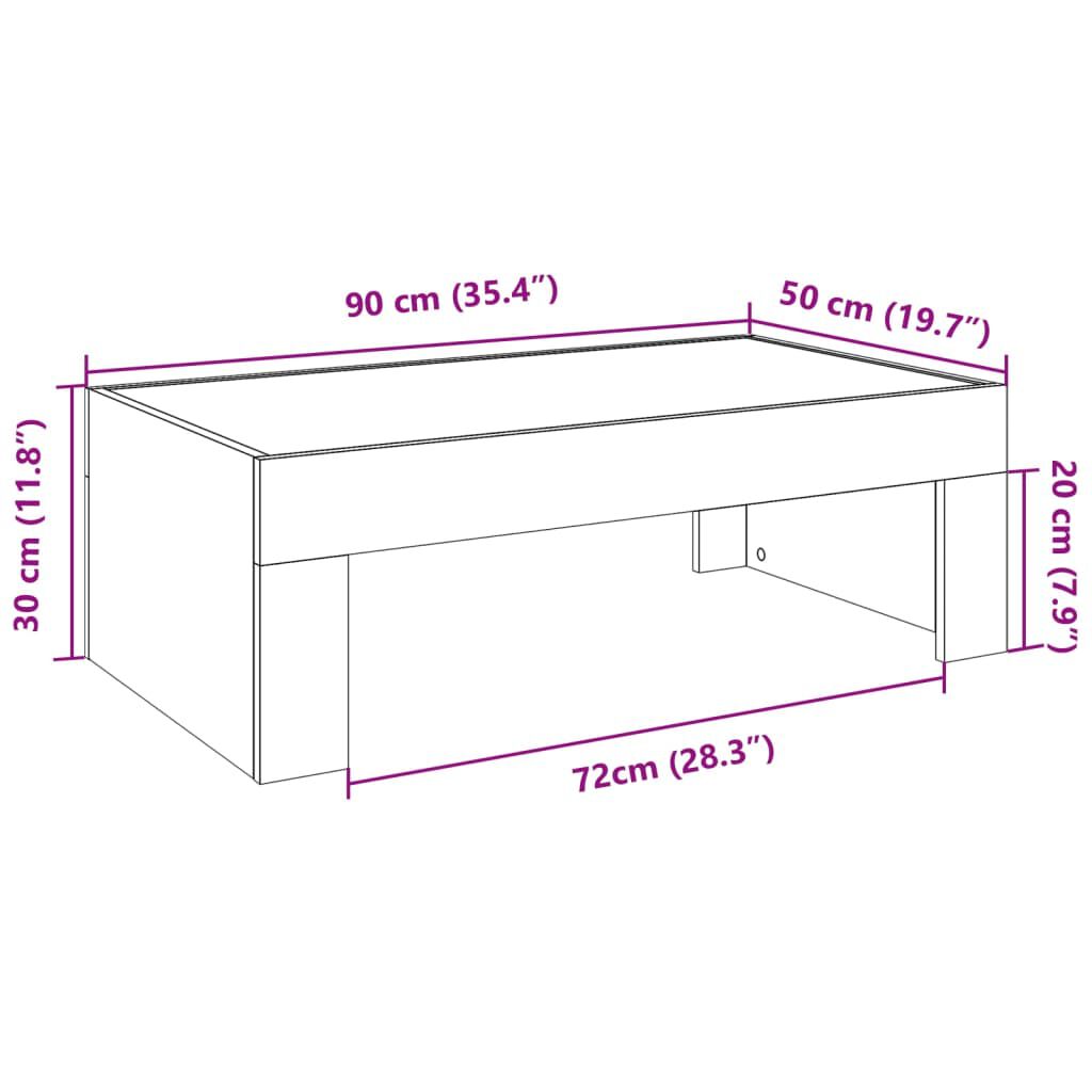 vidaXL Τραπεζάκι Σαλονιού Infinity LED Μαύρο 90x50x30 εκ.