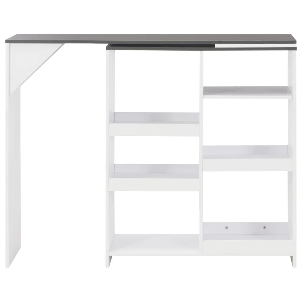vidaXL Τραπέζι Μπαρ με Κινητή Ραφιέρα Λευκό 138 x 39 x 110 εκ.