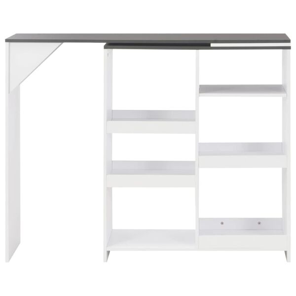 vidaXL Τραπέζι Μπαρ με Κινητή Ραφιέρα Λευκό 138 x 39 x 110 εκ.