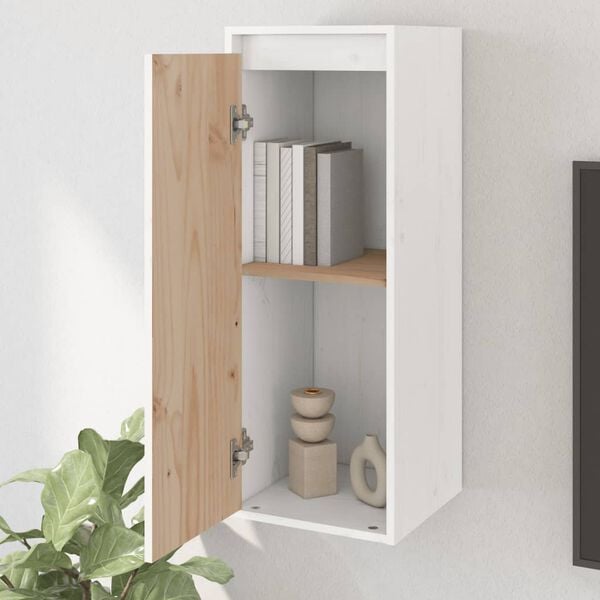 vidaXL Ντουλάπι Τοίχου Λευκό 30 x 30 x 80 εκ. από Μασίφ Ξύλο Πεύκου