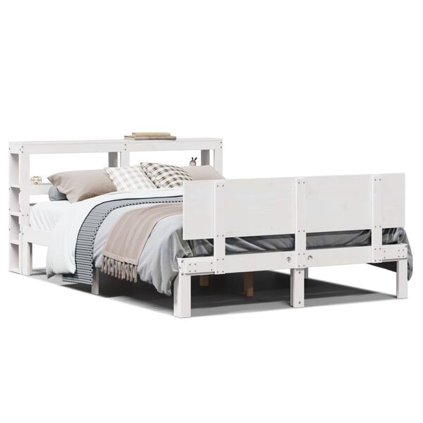 vidaXL Πλαίσιο Κρεβατιού Κεφαλάρι Λευκό 150x200εκ Μασίφ Πεύκο