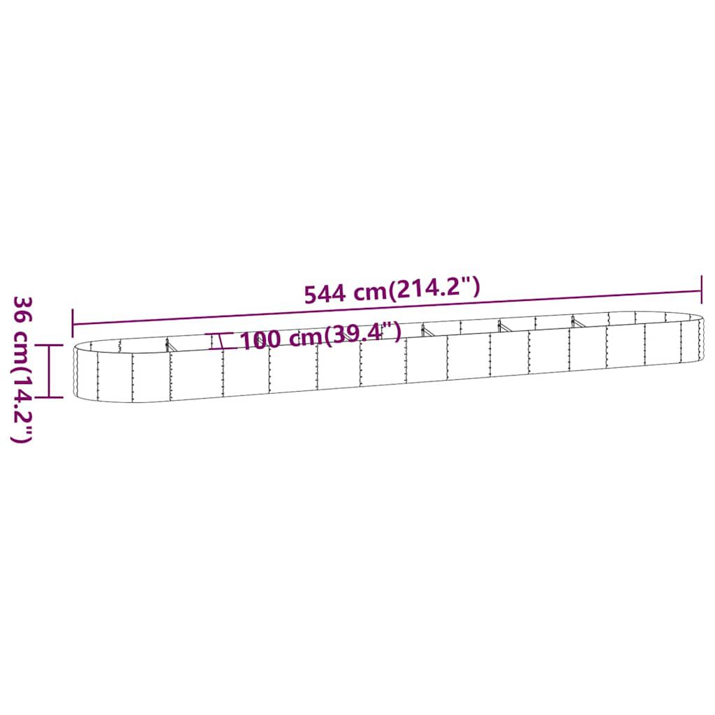 vidaXL Ζαρντινιέρα Ανθρακί 544x100x36εκ Γαλβανισμένος χάλυβας