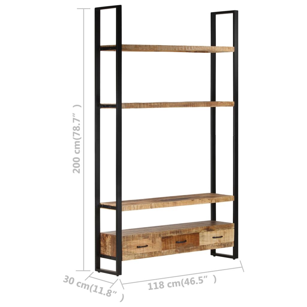 vidaXL Ραφιέρα 118 x 30 x 200 εκ. από Μασίφ Ακατέργαστο Ξύλο Μάνγκο