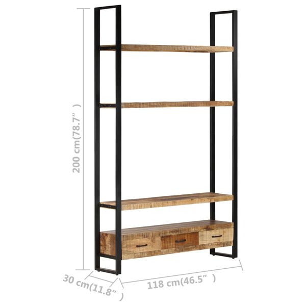 vidaXL Ραφιέρα 118 x 30 x 200 εκ. από Μασίφ Ακατέργαστο Ξύλο Μάνγκο