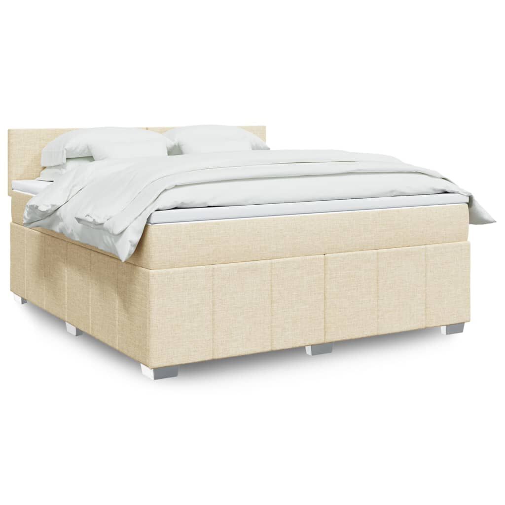 vidaXL Κρεβάτι Boxspring με Στρώμα Κρεμ 180x200 εκ. Υφασμάτινο