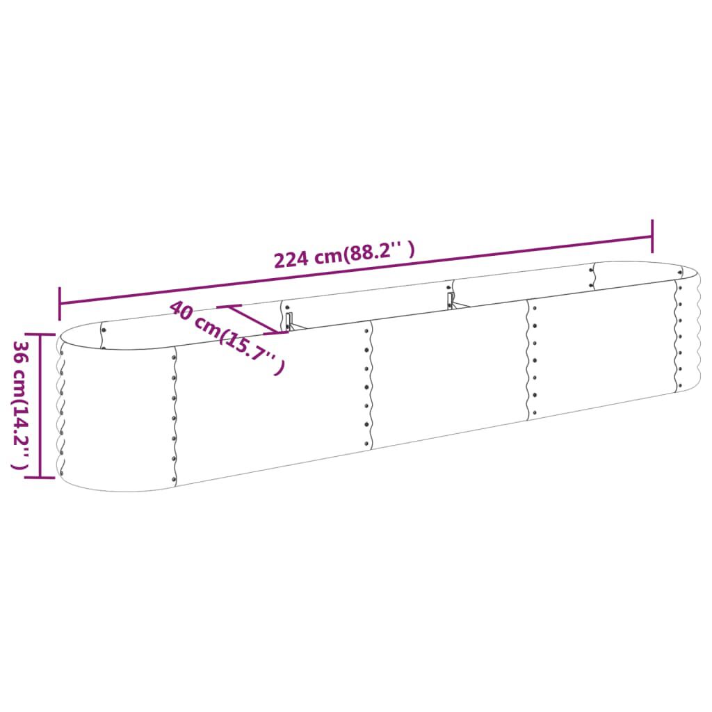 vidaXL Ζαρντινιέρα Ασημί 224x40x36 εκ. Ατσάλι με Ηλεκτρ. Βαφή Πούδρας