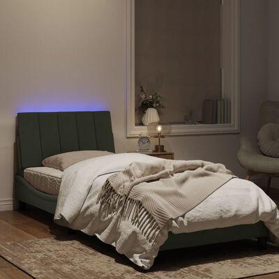 vidaXL Πλαίσιο Κρεβατιού με LED Ανοιχτό Γκρι 80x200 εκ. Βελούδινο