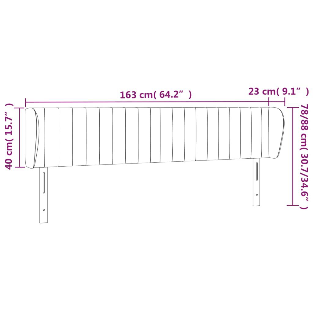 vidaXL Κεφαλάρι με Πτερύγια Ανοιχτό Γκρι 163x23x78/88 εκ. Υφασμάτινο
