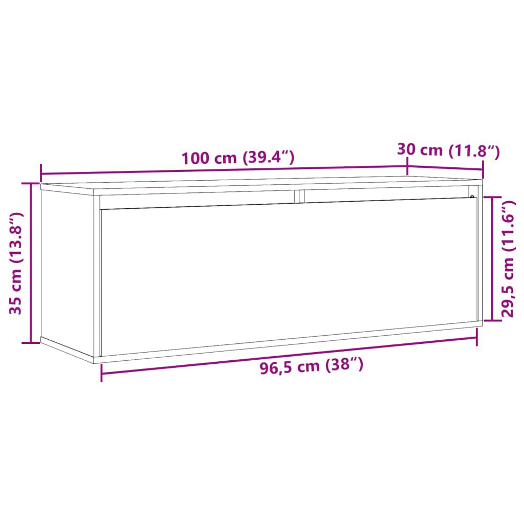 vidaXL Ντουλάπι Τοίχου 100 x 30 x 35 εκ. από Μασίφ Ξύλο Πεύκου