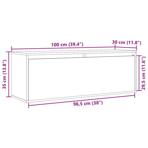 vidaXL Ντουλάπι Τοίχου 100 x 30 x 35 εκ. από Μασίφ Ξύλο Πεύκου