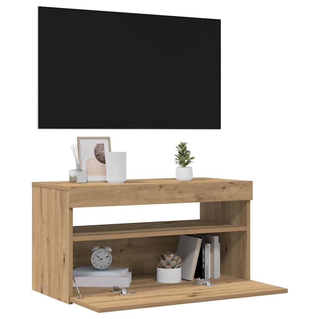 ντουλάπι τηλεόρασης vidaXL με φώτα LED Artisan Oak Κατασκευασμένο ξύλο