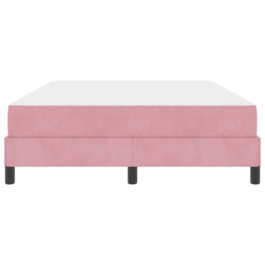 vidaXL Κρεβάτι box spring με στρώμα Ροζ 140 x 200 cm Βελούδο