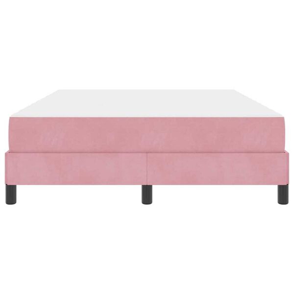 vidaXL Κρεβάτι box spring με στρώμα Ροζ 140 x 200 cm Βελούδο