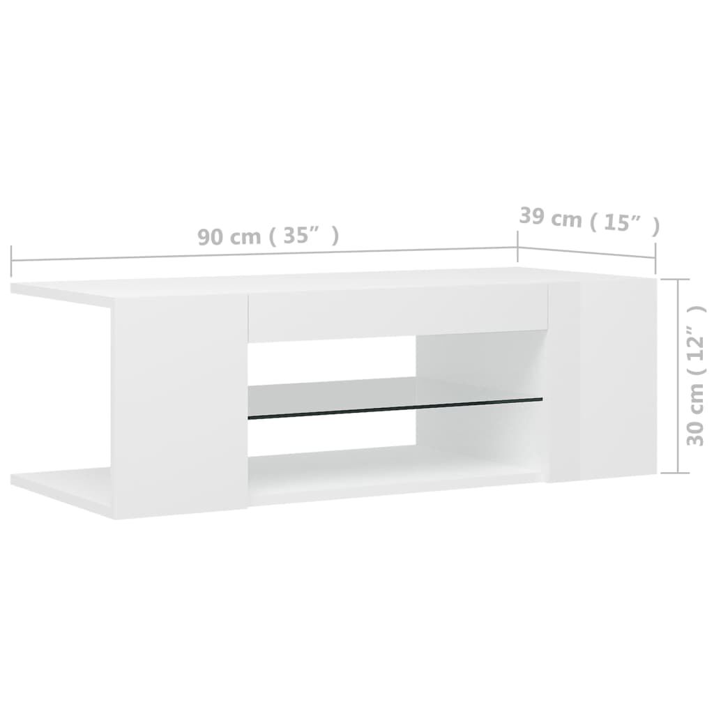 vidaXL Έπιπλο Τηλεόρασης με LED Γυαλιστερό Λευκό 90x39x30 εκ.