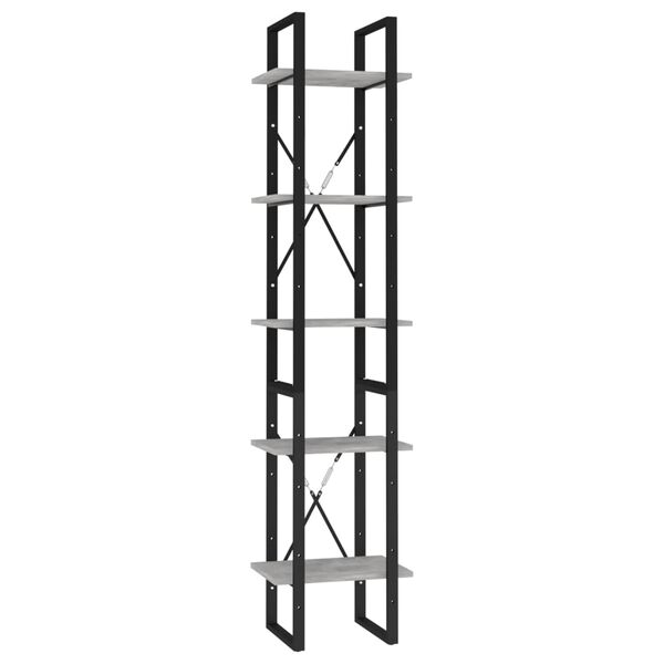 vidaXL Βιβλιοθήκη με 5 Ράφια Γκρι Σκυρ. 40 x 30 x 175 εκ. Επεξ. Ξύλο