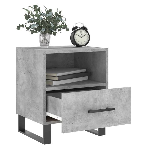 vidaXL Κομοδίνα 2 τεμ. Γκρι Σκυροδεμ. 40 x 35 x 47,5 εκ. Επεξεργ. Ξύλο