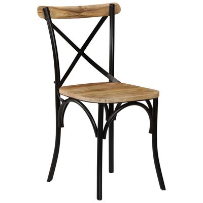 vidaXL Καρέκλες με Χιαστί Πλάτη 4 τεμ. Μαύρες από Μασίφ Ξύλο Μάνγκο