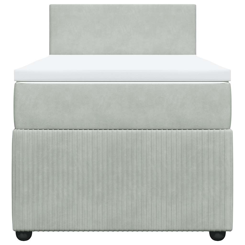 vidaXL Κρεβάτι Boxspring με Στρώμα Ανοιχτό Γκρι 90x200 εκ. Βελούδινο