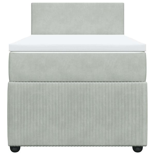 vidaXL Κρεβάτι Boxspring με Στρώμα Ανοιχτό Γκρι 90x200 εκ. Βελούδινο