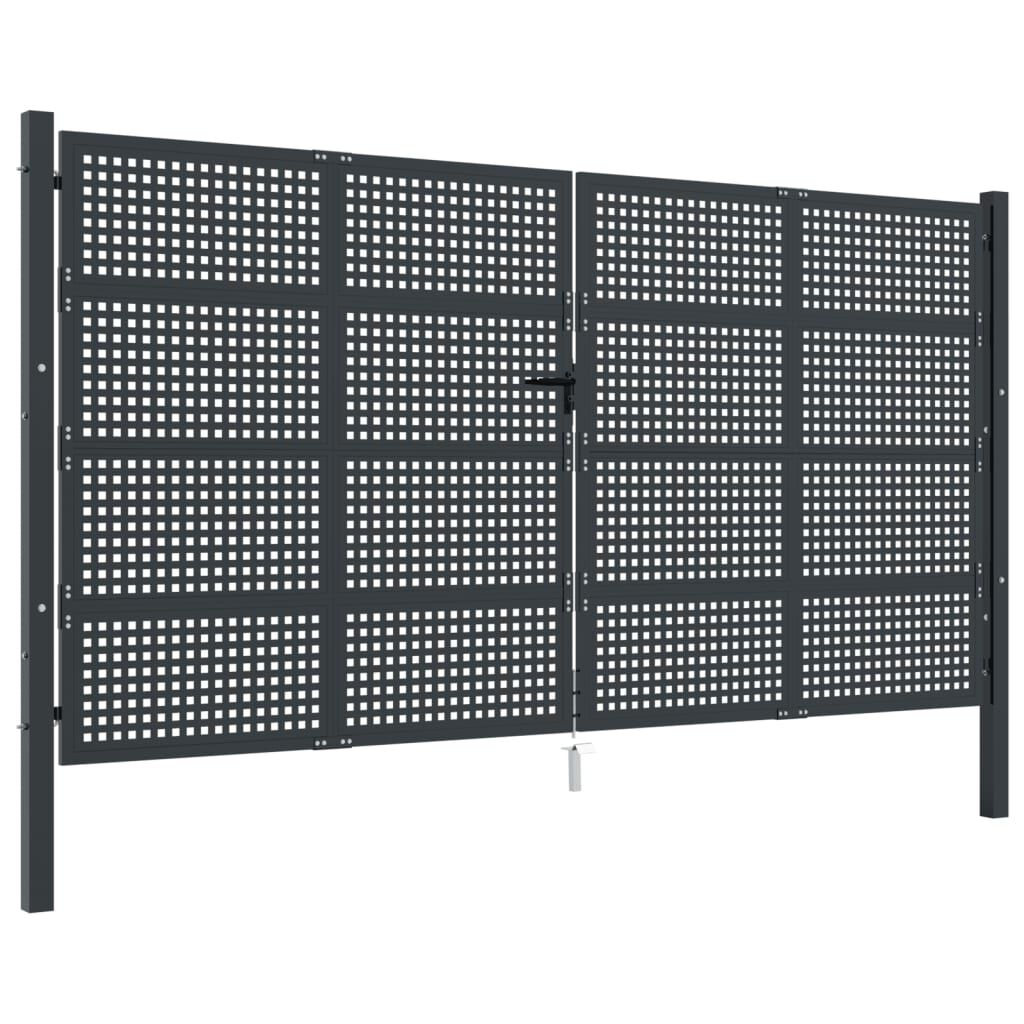 vidaXL Πύλη Κήπου Ανθρακί 400 x 200 εκ. Ατσάλινη