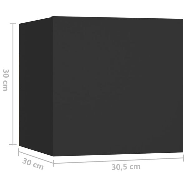 vidaXL Κομοδίνο Μαύρο 30,5 x 30 x 30 εκ. από Επεξ. Ξύλο