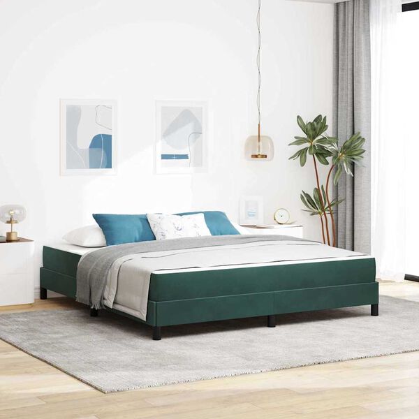 vidaXL Κρεβάτι box spring με στρώμα Σκούρο Πράσινο 180 x 200 cm
