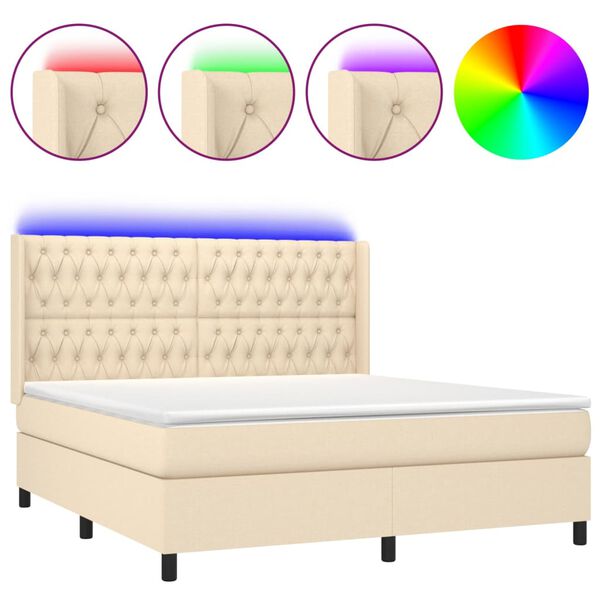 vidaXL &Kappa;&rho;&epsilon;&beta;ά&tau;&iota; Boxspring &mu;&epsilon; &Sigma;&tau;&rho;ώ&mu;&alpha; & LED &Kappa;&rho;&epsilon;&mu; 160x200 &epsilon;&kappa;. &Upsilon;&phi;&alpha;&sigma;&mu;ά&tau;&iota;&nu;&omicron;