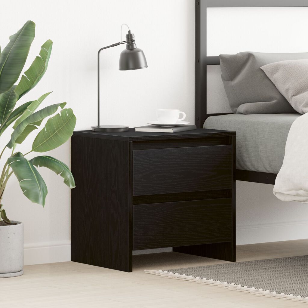 vidaXL Κομοδίνο Μαύρη Δρυς 45x34x44,5 εκ. Κατασκευασμένο Ξύλο
