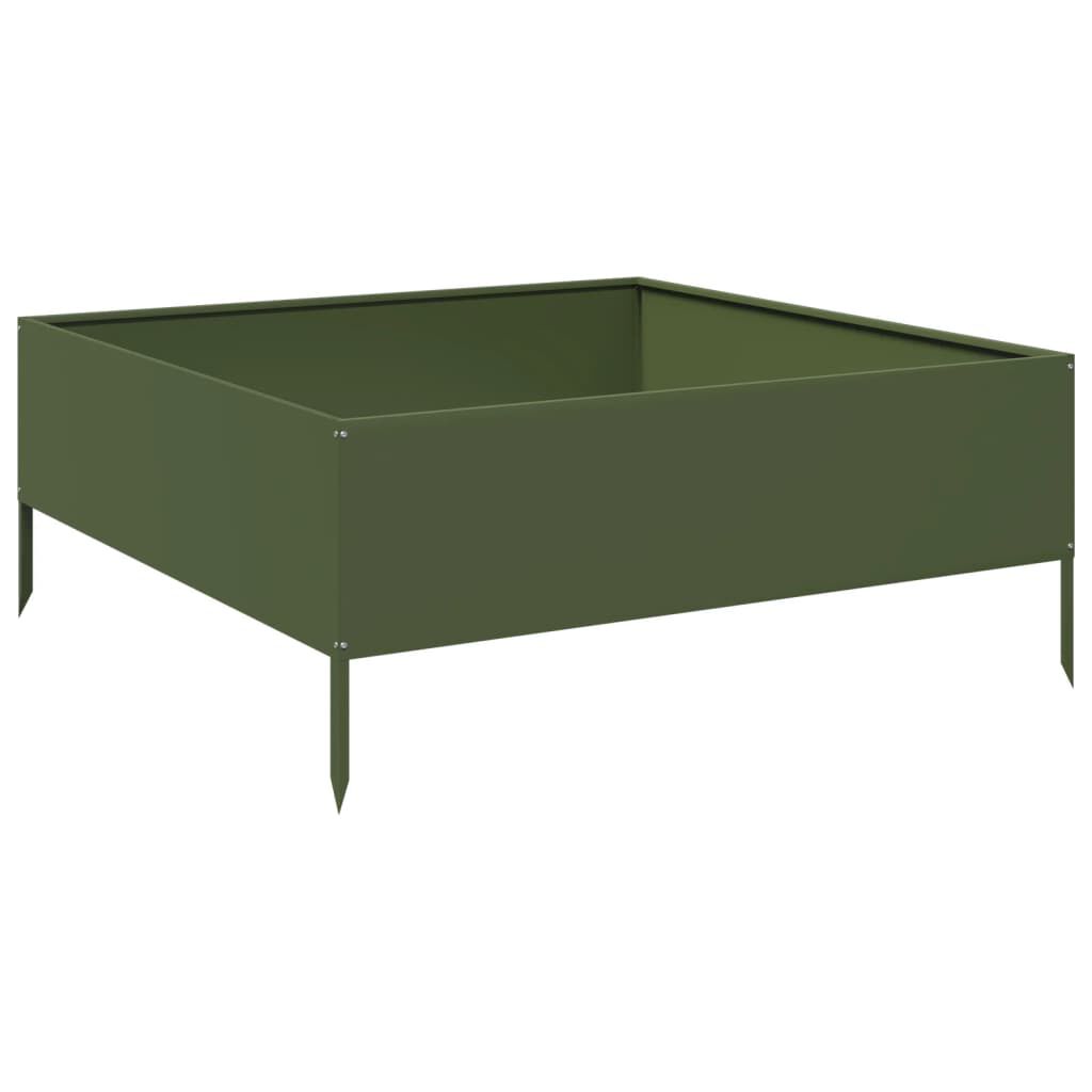 vidaXL Ζαρντινιέρα Υπερυψωμένη Λαδί 100x100x25 εκ. Ατσάλι