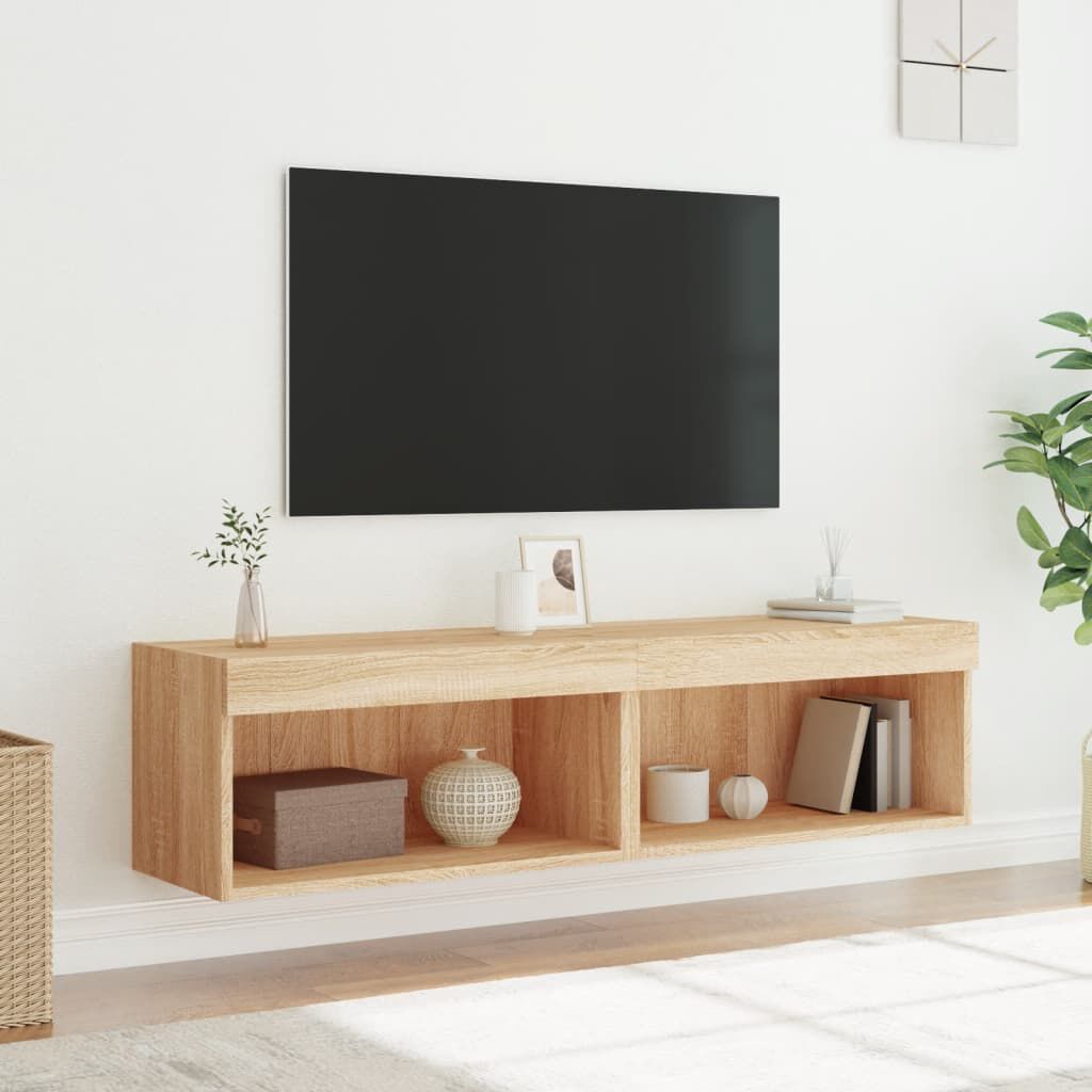 vidaXL Έπιπλα Τηλεόρασης με LED 2 τεμ. Sonoma Δρυς 60x30x30 εκ.