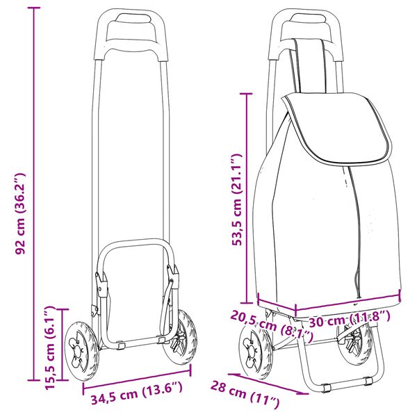 vidaXL Καρότσι Αγορών Κόκκινο 35 x 28 x 92 εκ. Ύφασμα Oxford