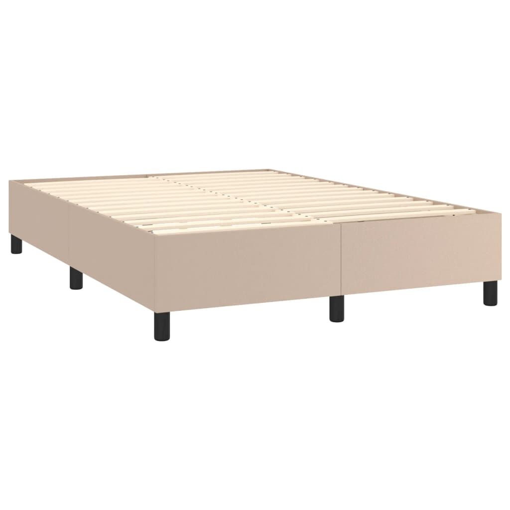 vidaXL Κρεβάτι Boxspring Στρώμα&LED Καπουτσίνο 140x190 εκ. Συνθ. Δέρμα
