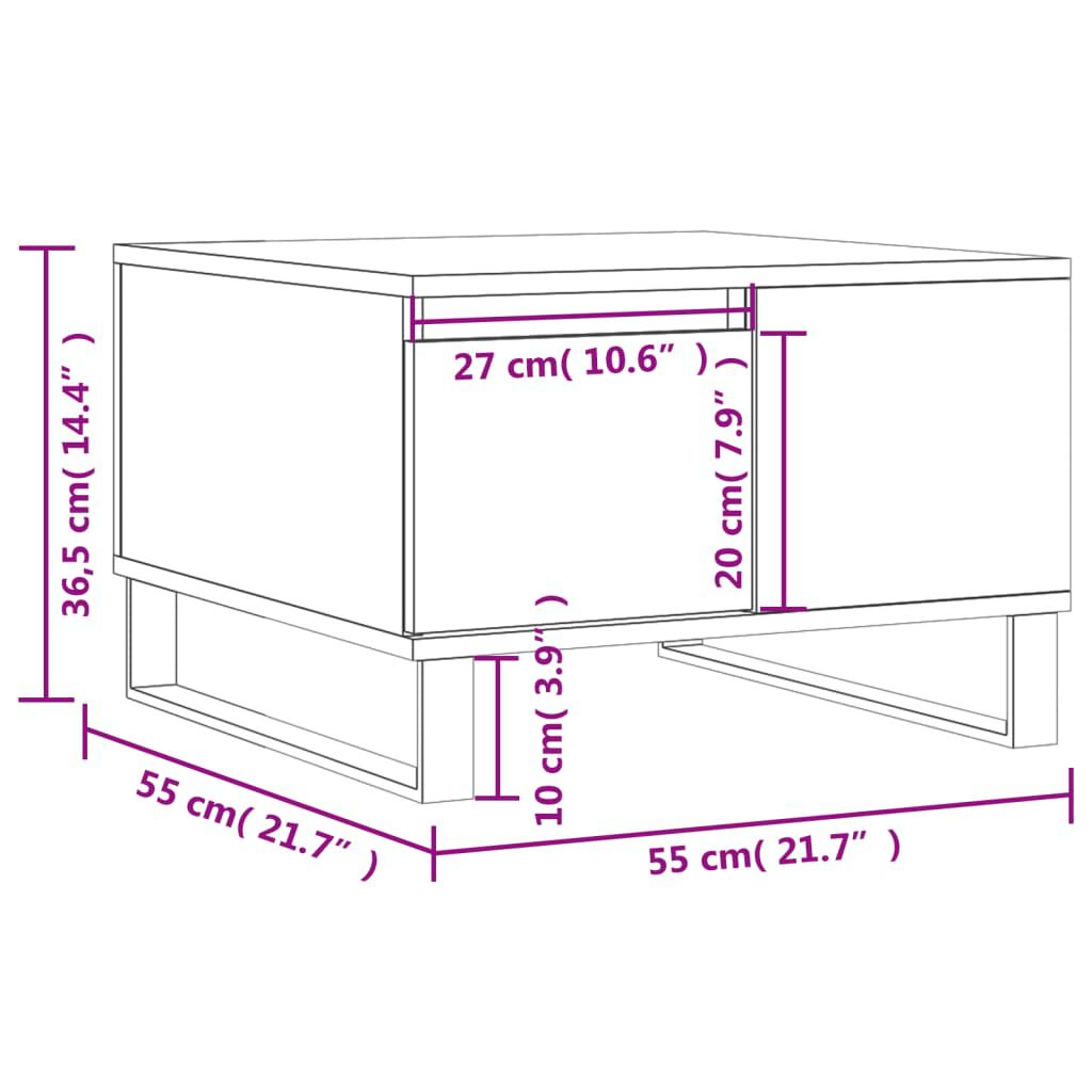 vidaXL Τραπεζάκι Σαλονιού Καφέ Δρυς 55x55x36,5 εκ. Επεξεργασμένο Ξύλο
