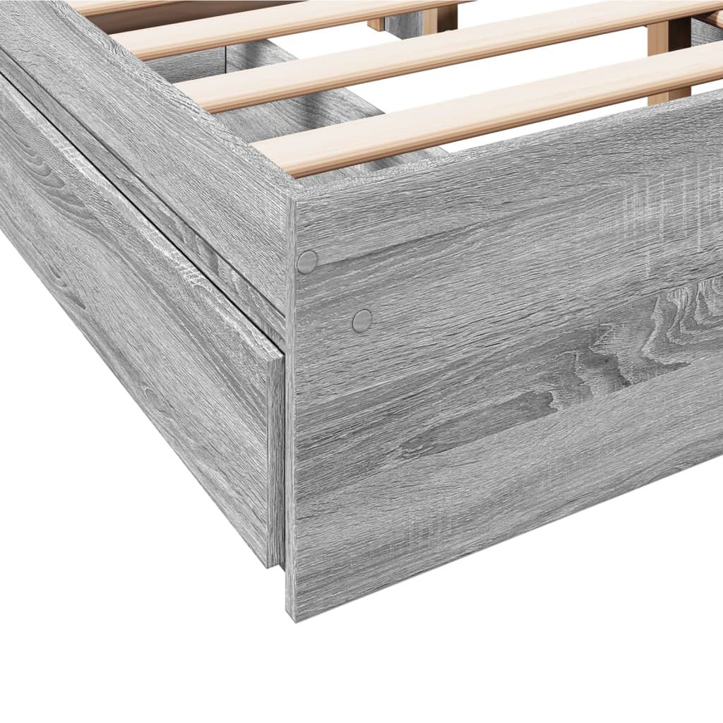 vidaXL Πλαίσιο Κρεβατιού με συρτάρια Γκρι sonoma 120x190εκ. Επεξ. Ξύλο