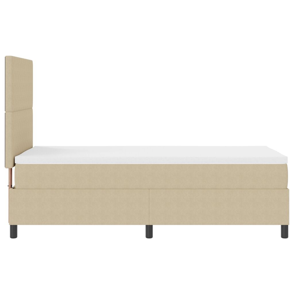 vidaXL Κρεβάτι με Σπόγγο με Στρώμα Λευκό Γκρί 90x200 cm Ύφασμα Καμπαρίνι