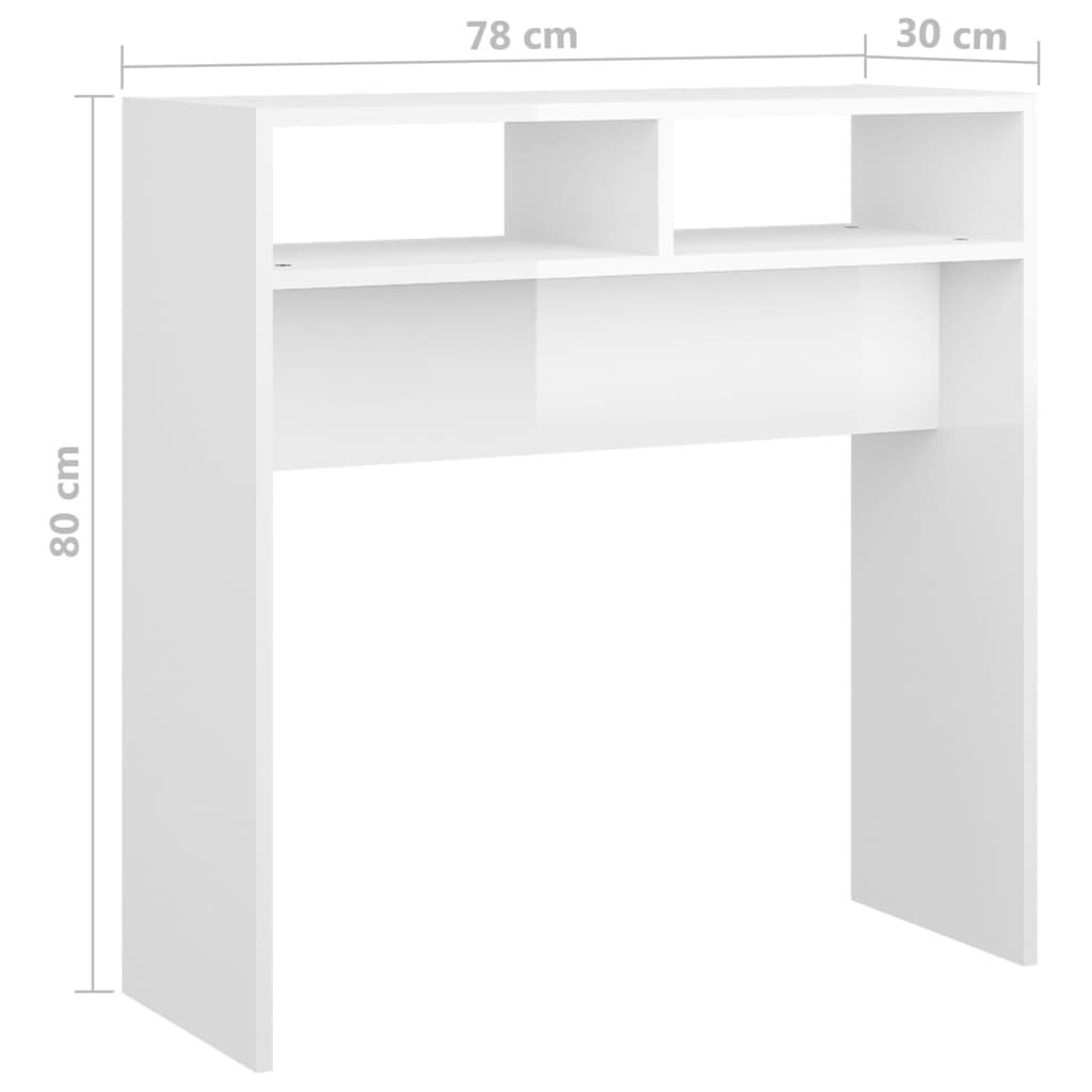 vidaXL Τραπεζάκι Κονσόλα Γυαλιστερό Λευκό 78 x 30 x 80 εκ. Μοριοσανίδα
