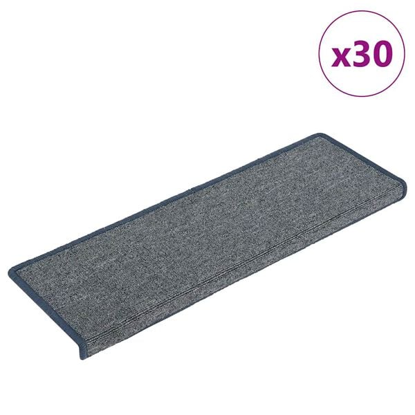 vidaXL Πατάκια Σκαλιών 30 τεμ. 65x21x4 εκ. Ανοιχτό Γκρι και Μπλε Ορθογώνια Άκρη