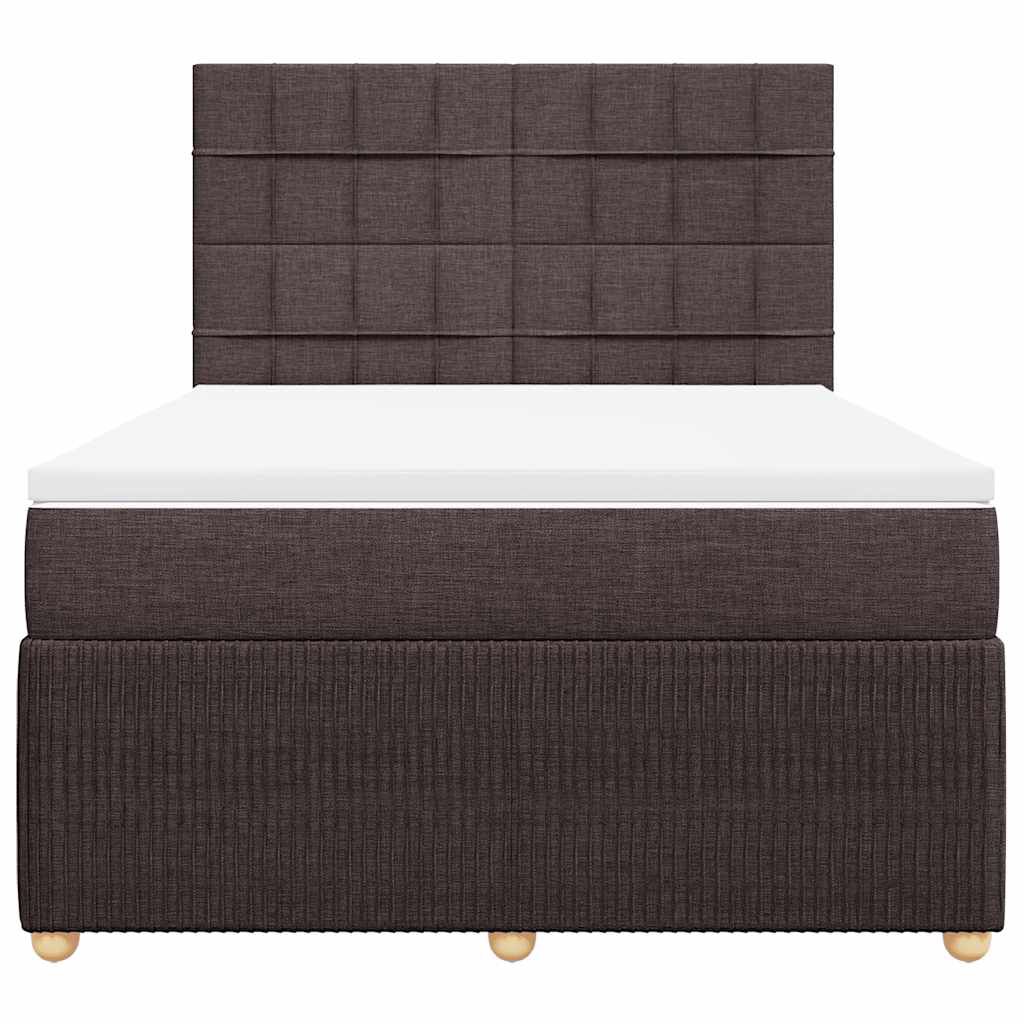 vidaXL Κρεβάτι Boxspring με Στρώμα Σκούρο Καφέ 140x200 εκ Υφασμάτινο