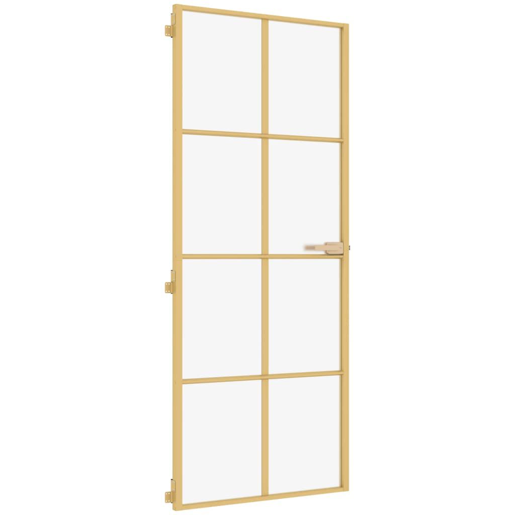 vidaXL Εσωτερική Πόρτα Χρυσή 83 x 201,5 εκ. Ψημένο Γυαλί & Αλουμίνιο