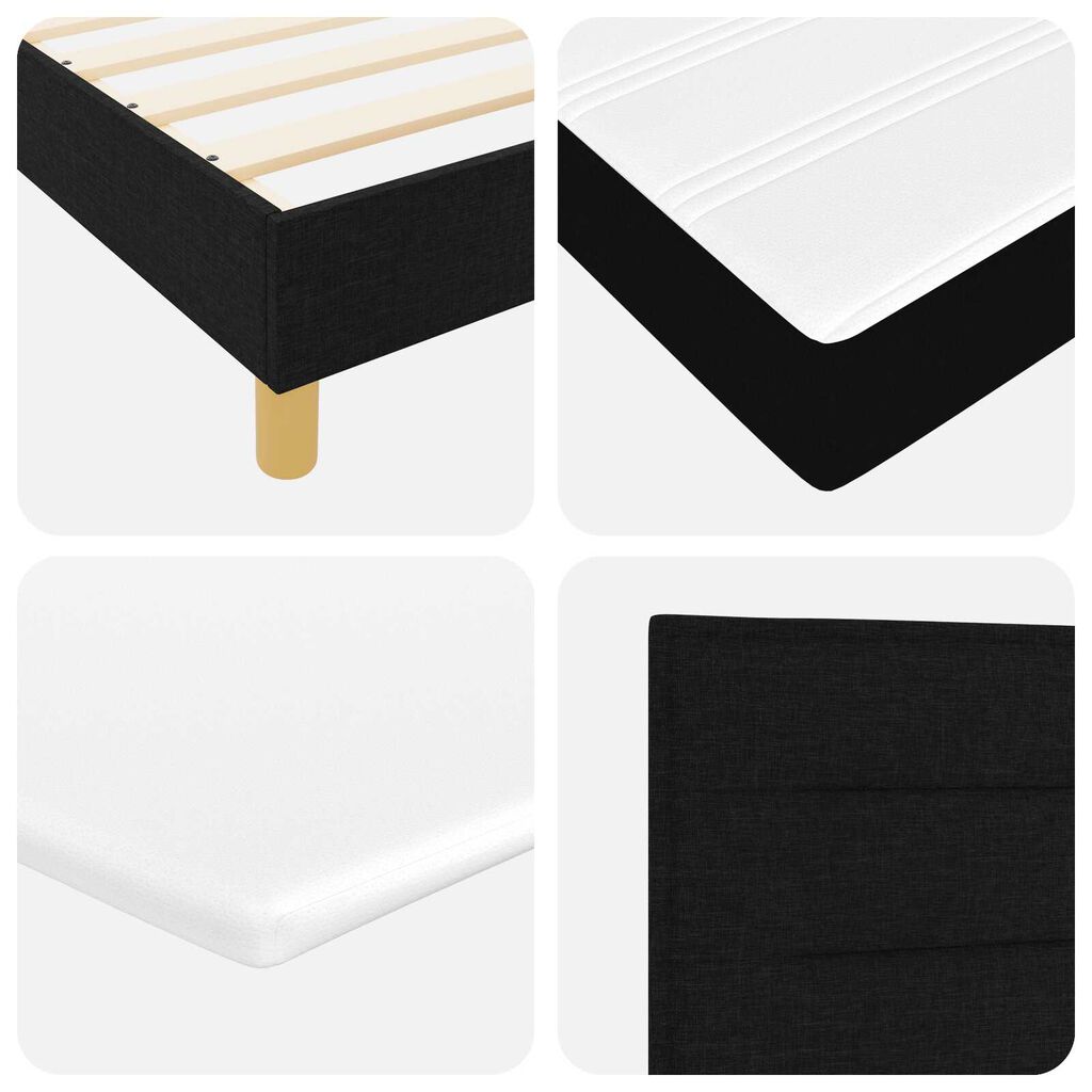 vidaXL Κρεβάτι Box Spring με Στρώμα Μαύρο 80x200 εκ Ύφασμα