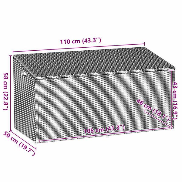 vidaXL Box αποθήκευσης κήπου Μπεζ 110x50x58 cm Poly Rattan