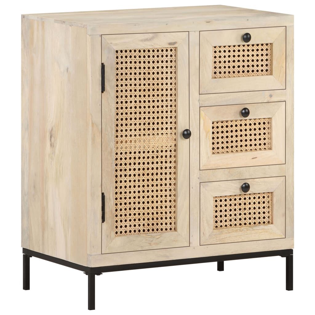 vidaXL Ντουλάπι 60x35x70 εκ. Μασίφ Ξύλο Μάνγκο και Φυσικό Ζαχαροκάλαμο